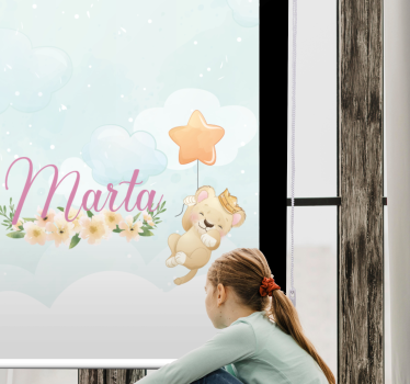 Store enrouleur chambre bébé lion avec étoile et nom - TenStickers