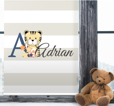 Store enrouleur chambre enfant tigre bébé avec prénom - TenStickers