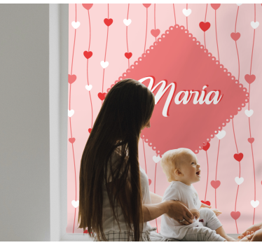 Store enrouleur romantique coeurs d'amour avec nom - TenStickers