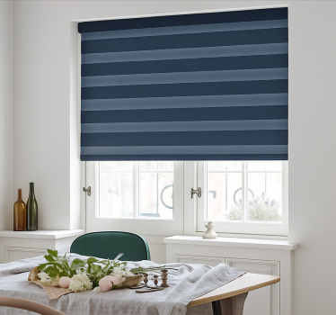 Store enrouleur salle à mange rayures bleu marine nuit - TenStickers