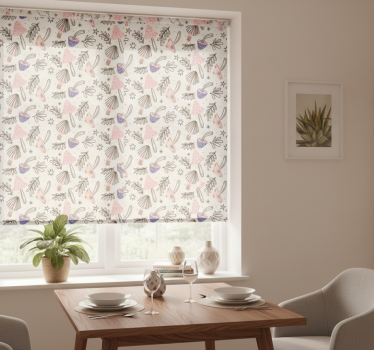 Store enrouleur salle à manger champignons et fleurs - TenStickers