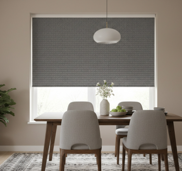 Store enrouleur salle à manger cubes gris 3d - TenStickers