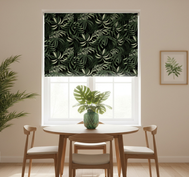 Store enrouleur salle à manger feuilles tropicales vertes - TenStickers