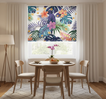 Store enrouleur salle à manger fleurs hawaïennes colorées - TenStickers