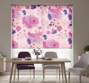 Store enrouleur salle à manger fleurs violettes abstraites - TenStickers