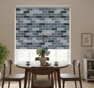 Store enrouleur salle à manger motif brique gris clair - TenStickers