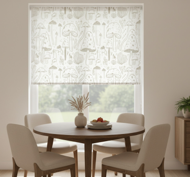 Store enrouleur salle à manger motif champignons beige - TenStickers