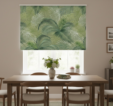 Store enrouleur salle à manger motif feuilles vertes - TenStickers