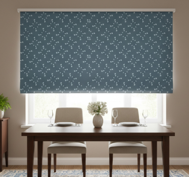 Store enrouleur salle à manger motif fleur magnolia bleue - TenStickers