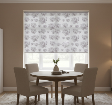 Store enrouleur salle à manger motif floral gris années 80 - TenStickers