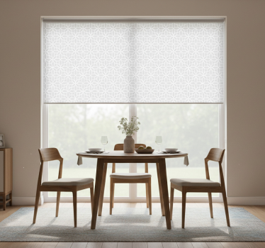 Store enrouleur salle à manger motif moderne gris et blanc - TenStickers