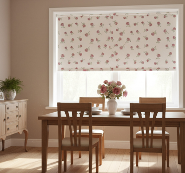 Store enrouleur salle à manger motif rose vintage romantique - TenStickers