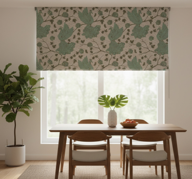 Store enrouleur salle à manger oiseaux verts sur jute - TenStickers