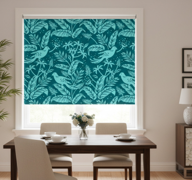 Store enrouleur salle à manger oiseaux volants turquoise - TenStickers
