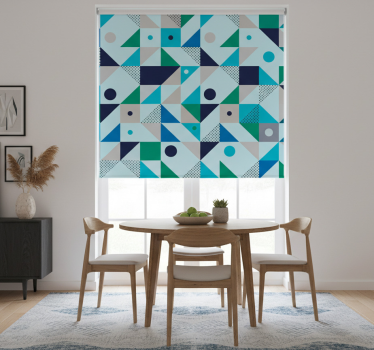 Store enrouleur salle à manger patchwork bleu - TenStickers