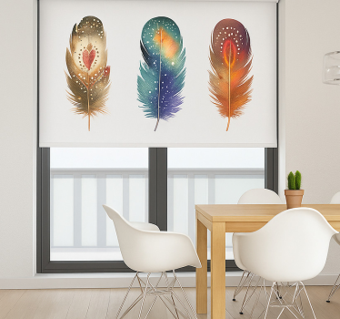 Store enrouleur salle à manger plumes tribales colorées - TenStickers
