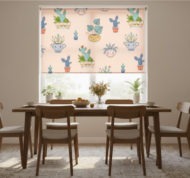 Store enrouleur salle à manger pots de plantes animés - TenStickers