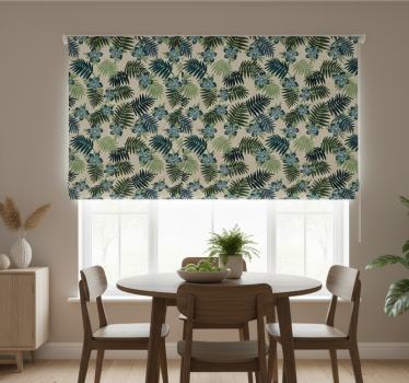 Store enrouleur salle à manger tropical vert et bleu - TenStickers