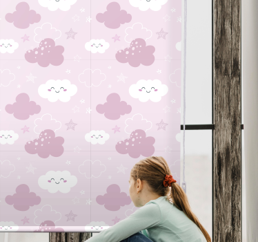 Store nuage Fond rose avec blanc heureux - TenStickers