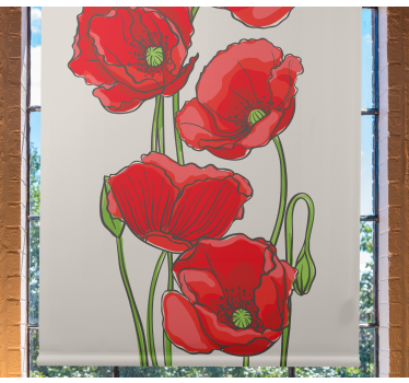 Stores avec fleurs Coquelicots dessinés à longues tiges - TenStickers