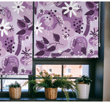 Store enrouleur  cuisine avec fleurs Violet différent - TenStickers