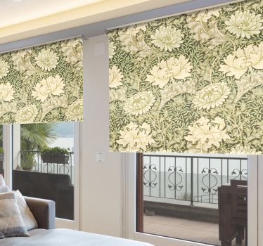 Store Art Nouveau chrysanthèmes vert et beige - TenStickers