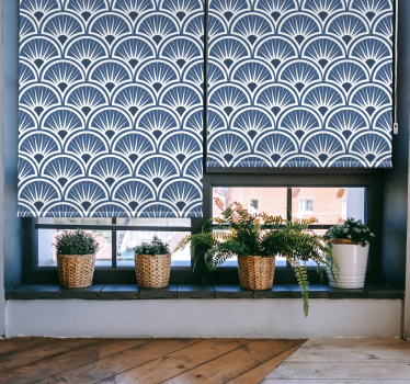 Store moderne Art Déco motif bleu et blanc - TenStickers