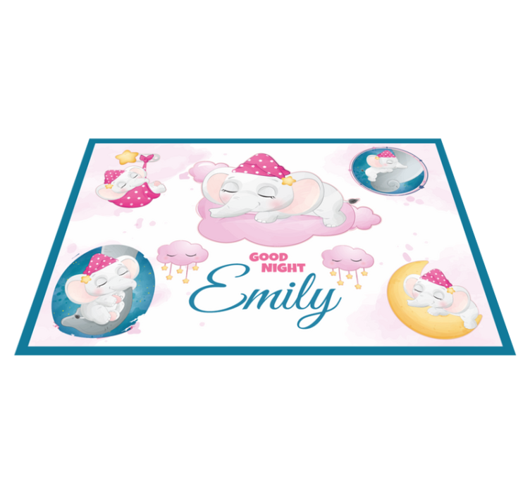 Set de table enfant éléphant endormi avec nom - TenStickers