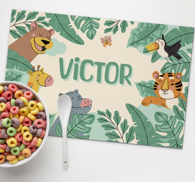 Set de table nom animaux de la jungle - TenStickers