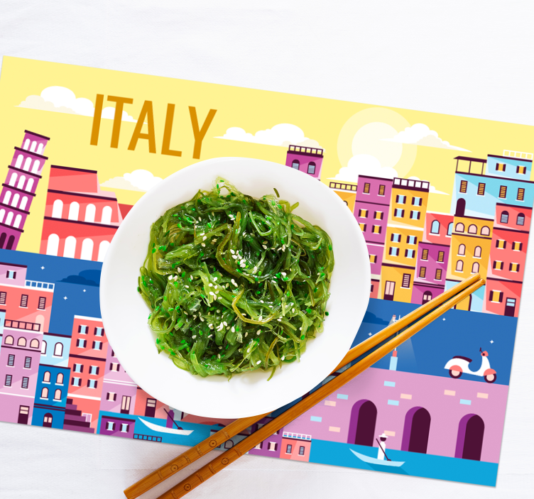 Set de table avec prénom paysage urbain vibrant d'italie - TenStickers