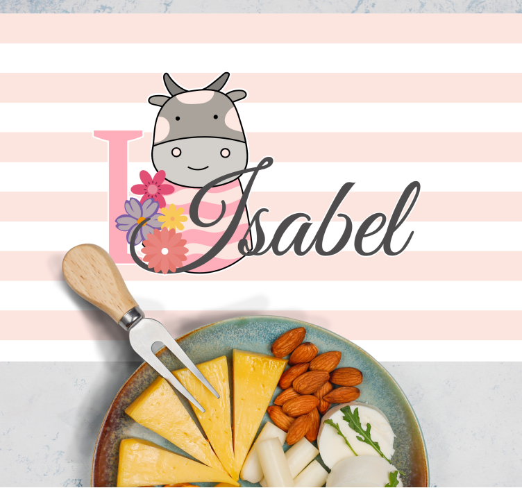 Set de table avec prénom vache personnalisée - TenStickers
