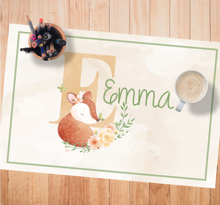 Set de table design enfant Cerfs animaux mignons avec nom - TenStickers