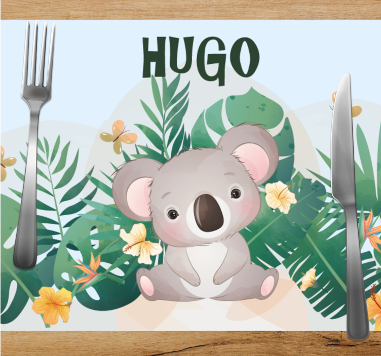 Set de table design enfant koala garçon personnalisable - TenStickers