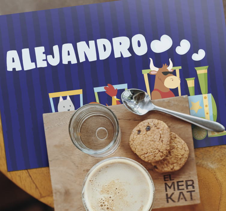 Set de table enfant animaux de train colorés - TenStickers