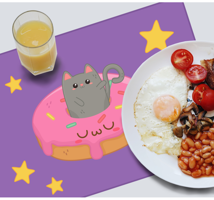 Set de table enfant chat mignon donut - TenStickers