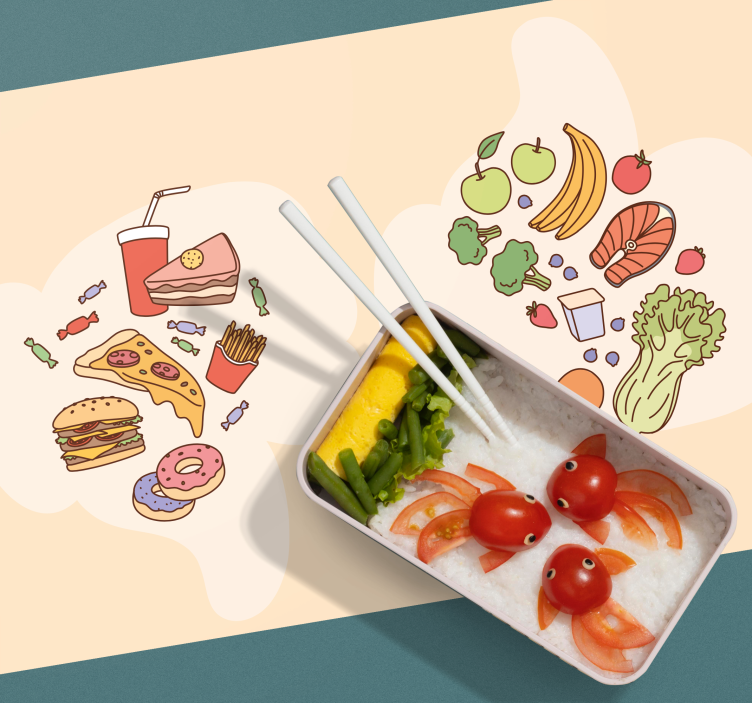 Set de table enfant éléments sur le thème de la nourriture - TenStickers