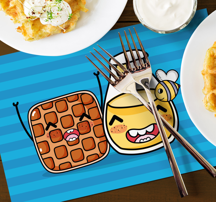 Set de table enfant gaufre et miel mignon - TenStickers