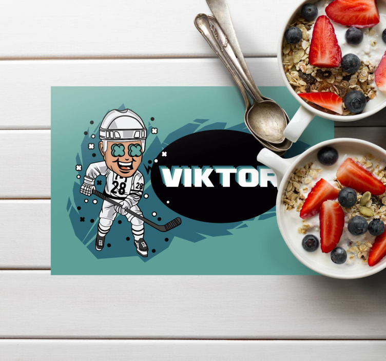 Set de table enfant joueur de hockey cartoon - TenStickers