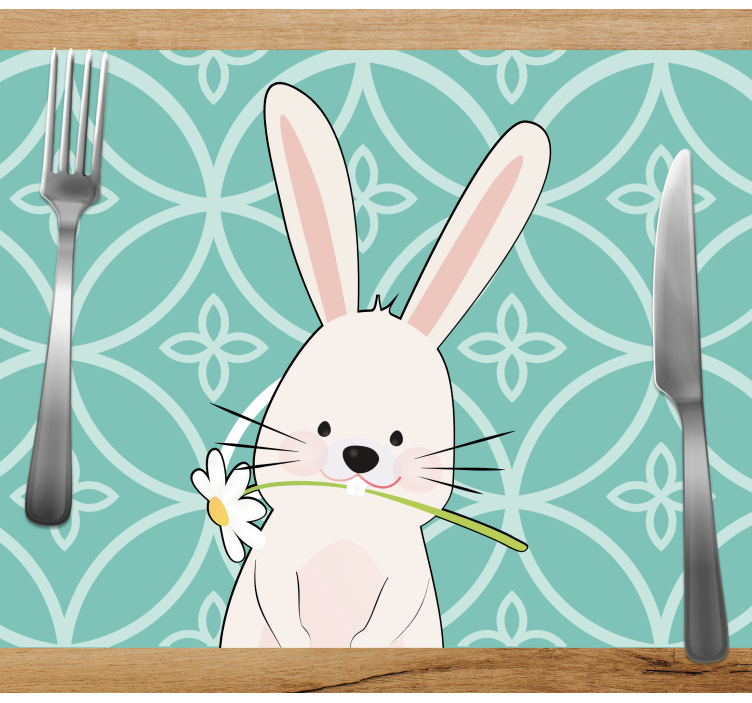 Set de table enfant lapin mignon avec fleur - TenStickers