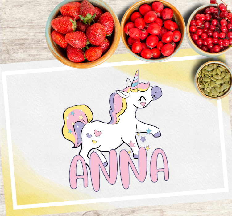 Set de table enfant licorne avec des cœurs - TenStickers