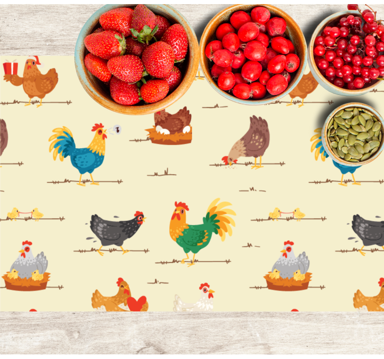 Set de table enfant motifs de poules colorées - TenStickers