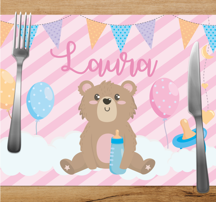 Set de table enfant ours mignon avec ballon - TenStickers