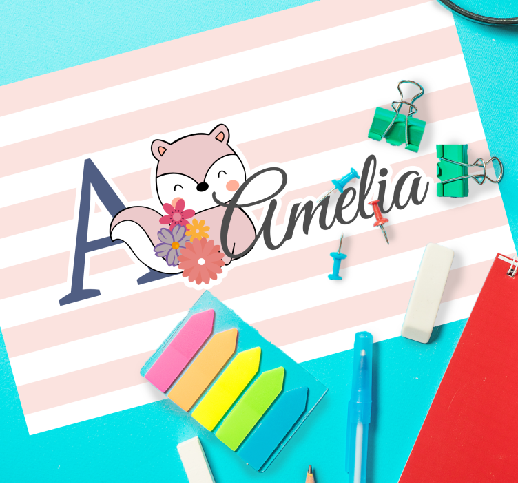 Set de table enfant renard mignon avec fleurs - TenStickers