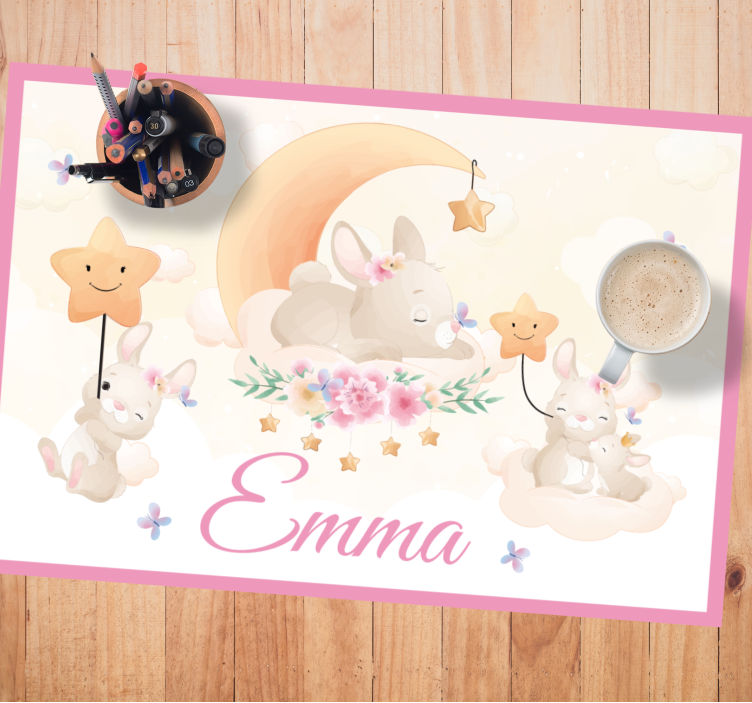 Set de table enfant scène de lapin sous la lune - TenStickers