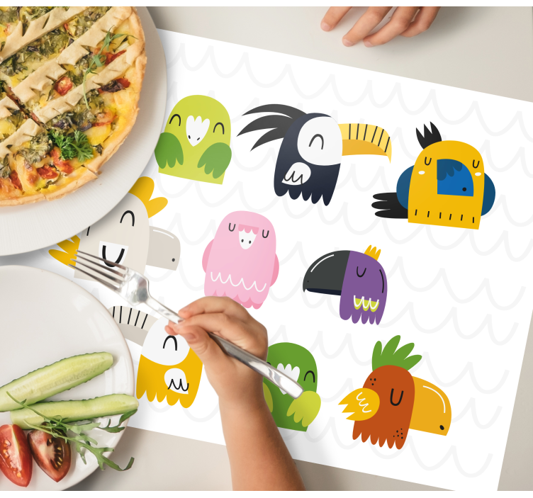 Set de table enfant têtes d'oiseaux colorées - TenStickers
