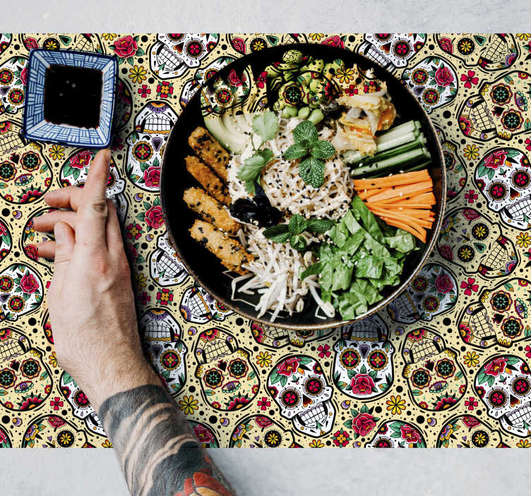 Set de table halloween motif de crânes colorés - TenStickers