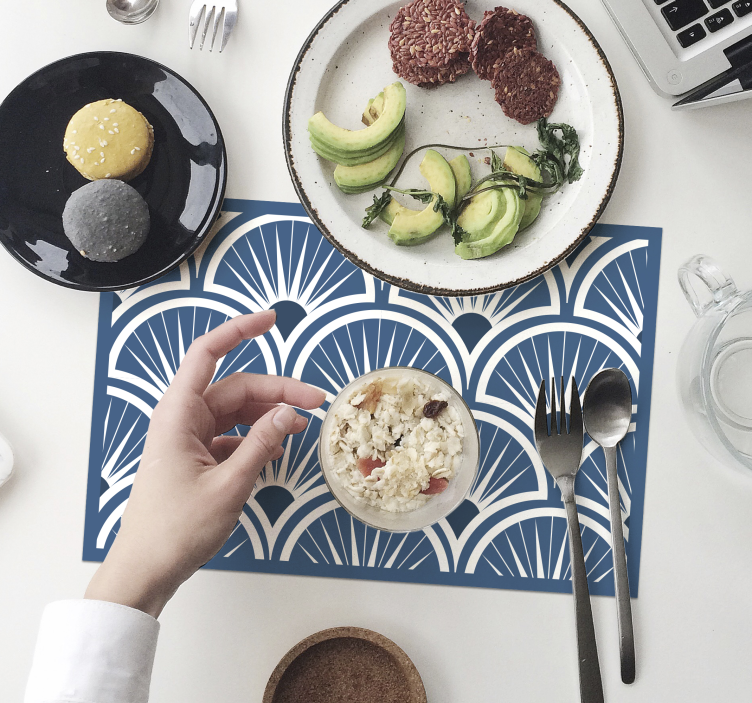Set de table Art Déco motif bleu et blanc - TenStickers