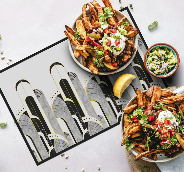 Set de table Art Déco motif gris et noir - TenStickers