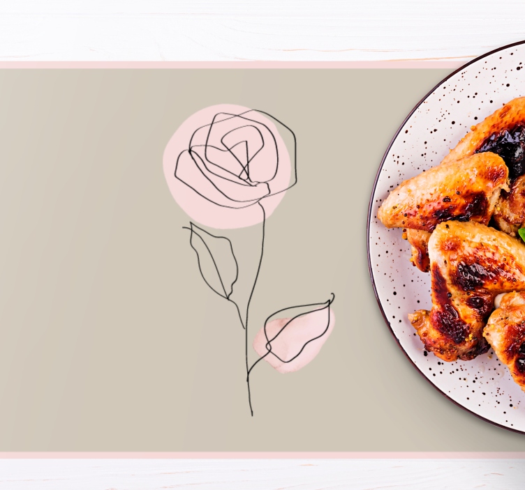 Set de table moderne contour de rose élégant - TenStickers