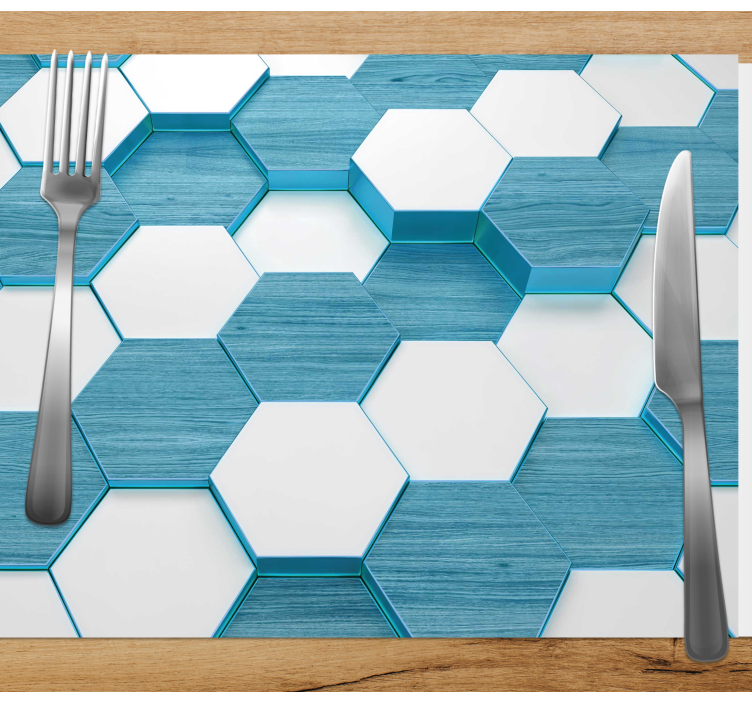 Set de table moderne motif hexagonal bleu - TenStickers